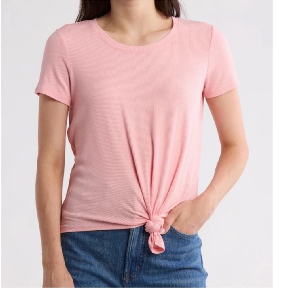 1.STATE Ribbed Twist Front Tee – Pink | NWT